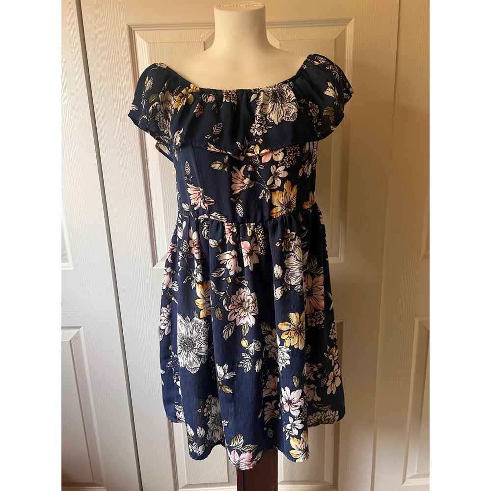 Coastal Cowgirl Floral Off The Shoulder Ruffle Mini Dress Small Boho Summers